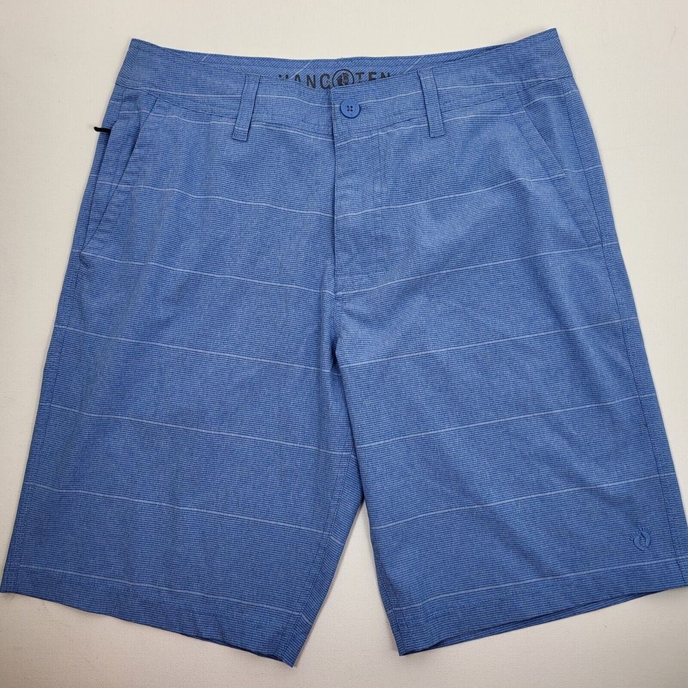 Hang Ten Hybrid Walking shorts Flat Front Comfort Stretch Waist Blue Size 32